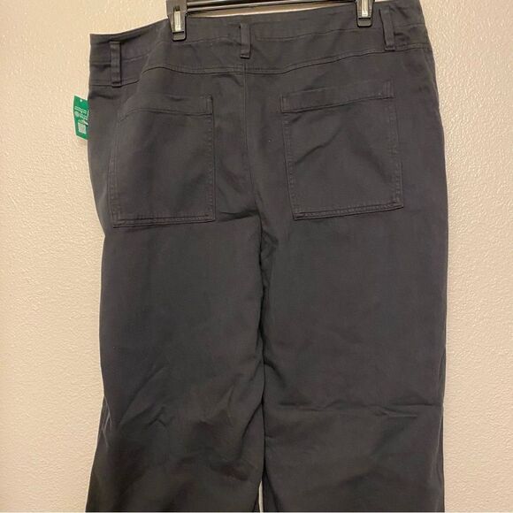 Gap Mid Rise Wide-Leg Khakis black cotton tincel lyocell slacks trouser 18 tall - Picture 3 of 13